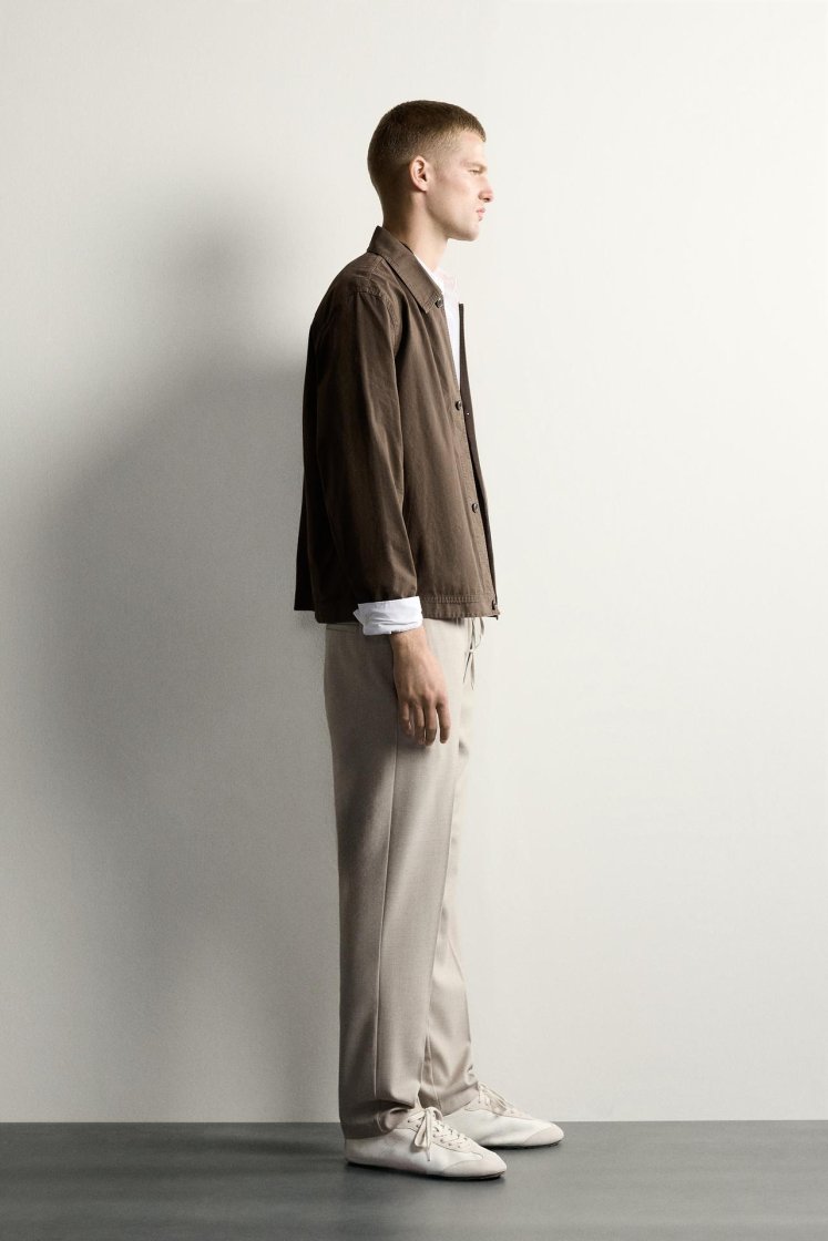 Zara Relaxed Drawstring Jogger Pants — Beige