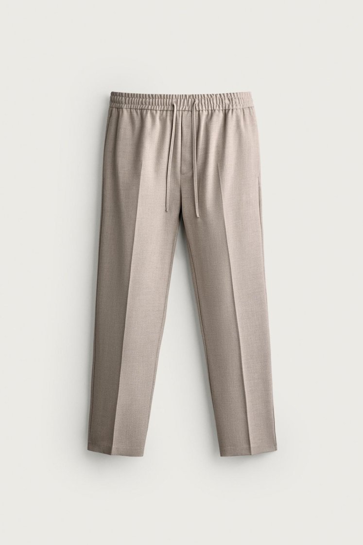 Zara Relaxed Drawstring Jogger Pants — Beige