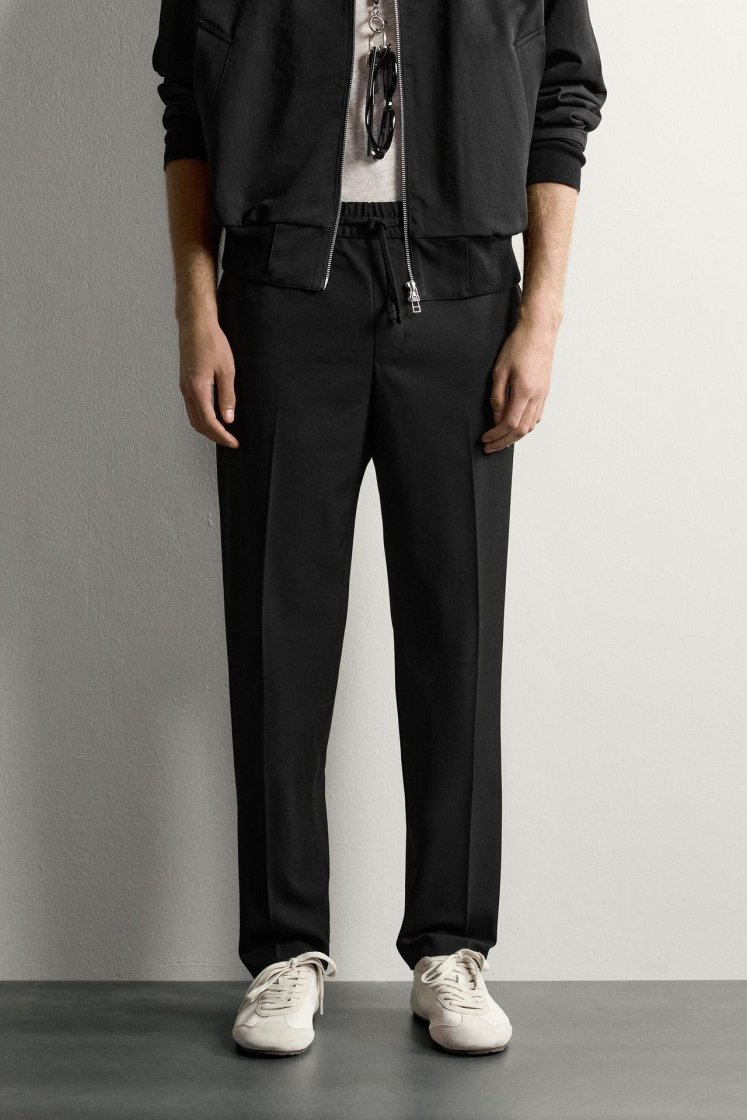 Zara Relaxed Drawstring Jogger Pants — Black