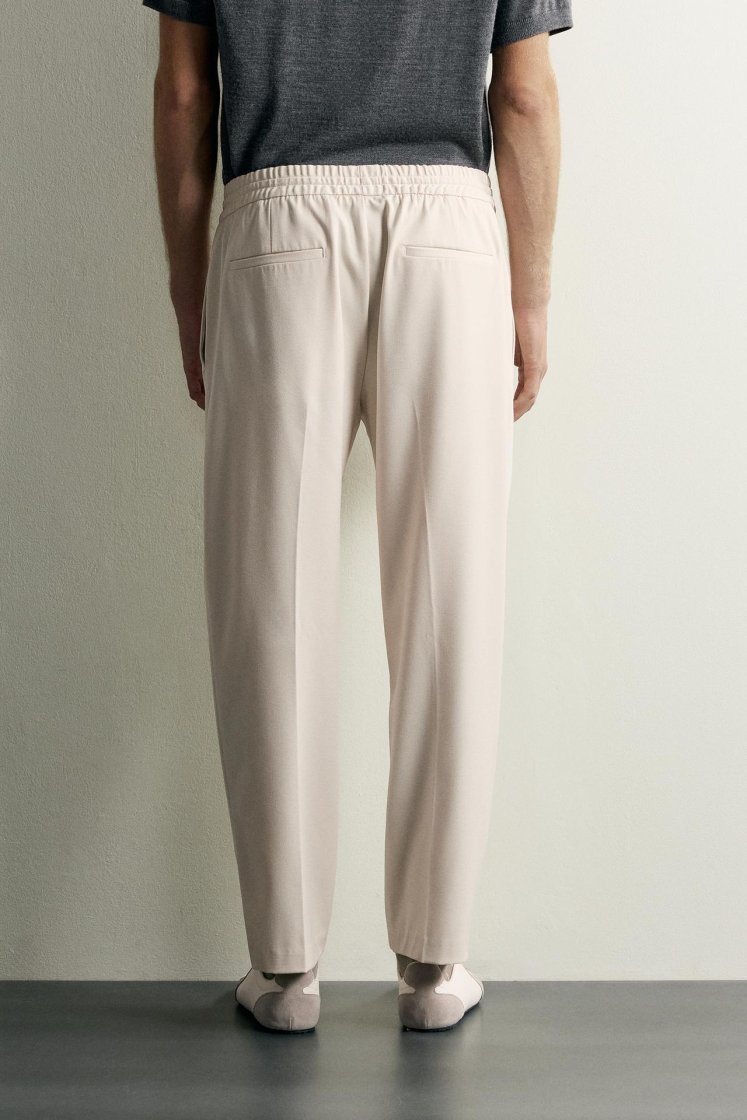 Zara Relaxed Drawstring Jogger Pants — Cream