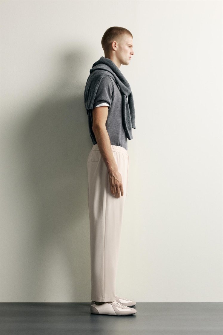 Zara Relaxed Drawstring Jogger Pants — Cream