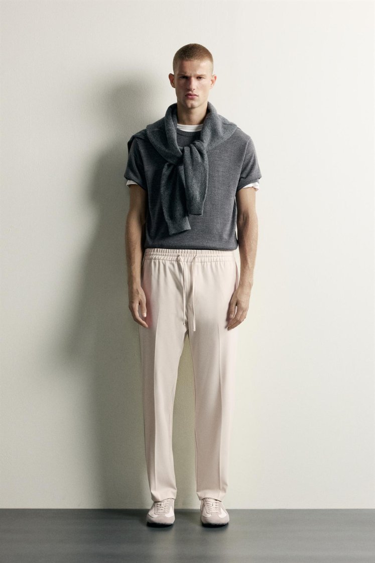 Zara Relaxed Drawstring Jogger Pants — Cream