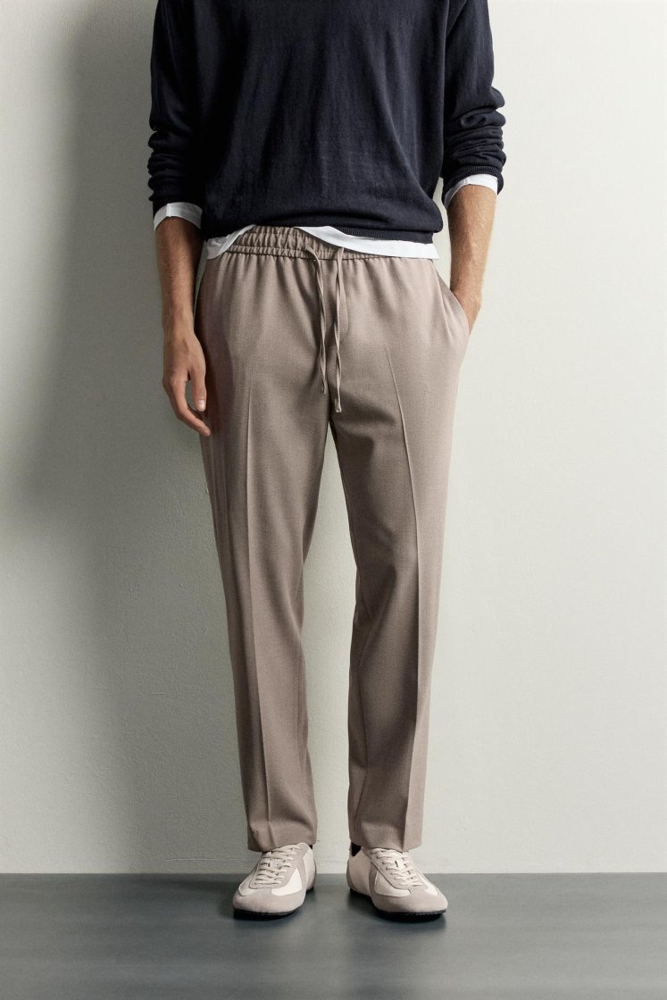 Zara Relaxed Drawstring Jogger Pants — Tan