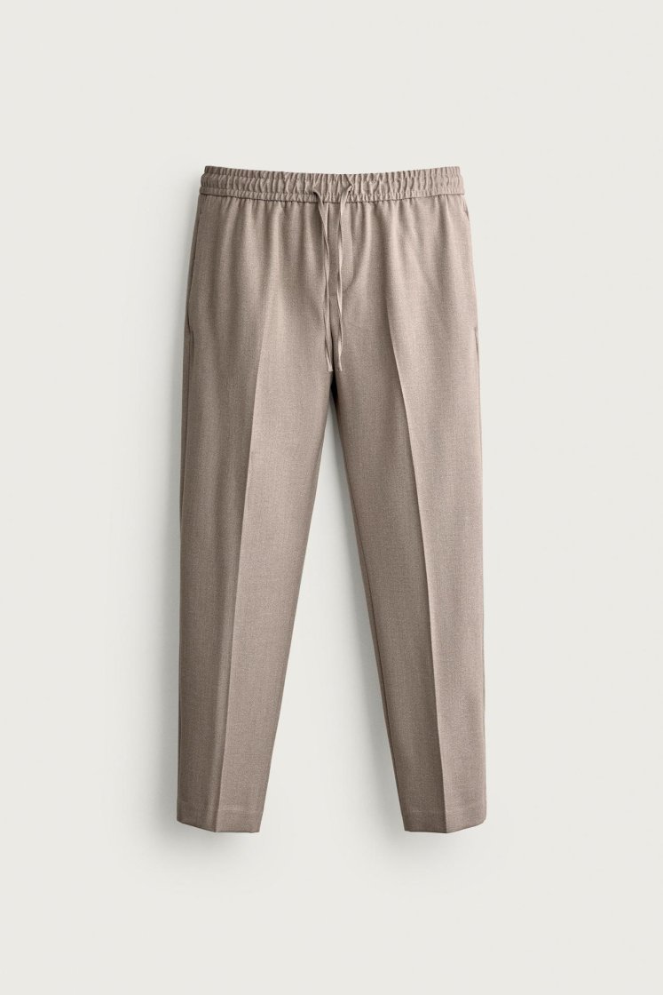 Zara Relaxed Drawstring Jogger Pants — Tan