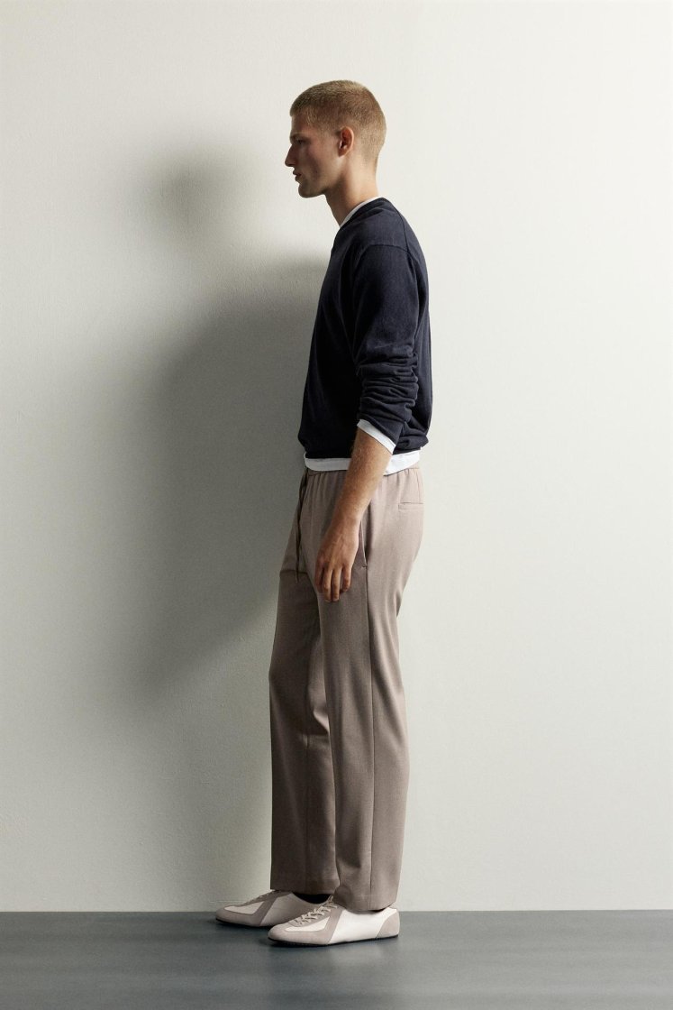 Zara Relaxed Drawstring Jogger Pants — Tan