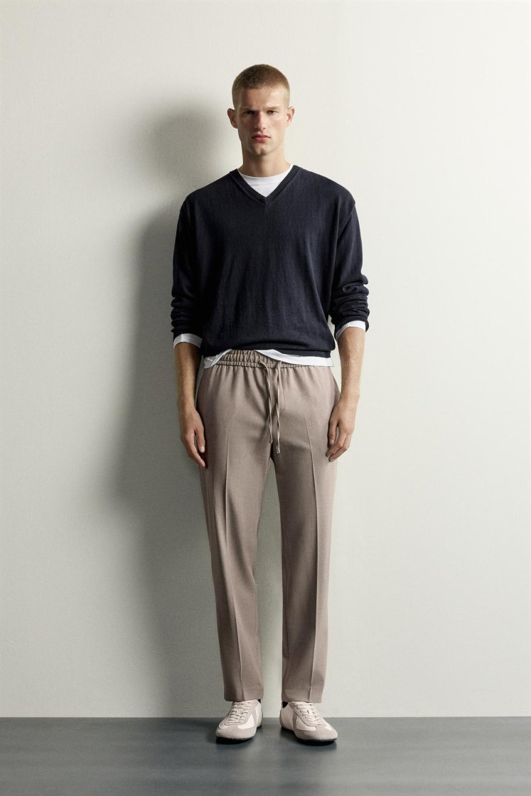 Zara Relaxed Drawstring Jogger Pants — Tan