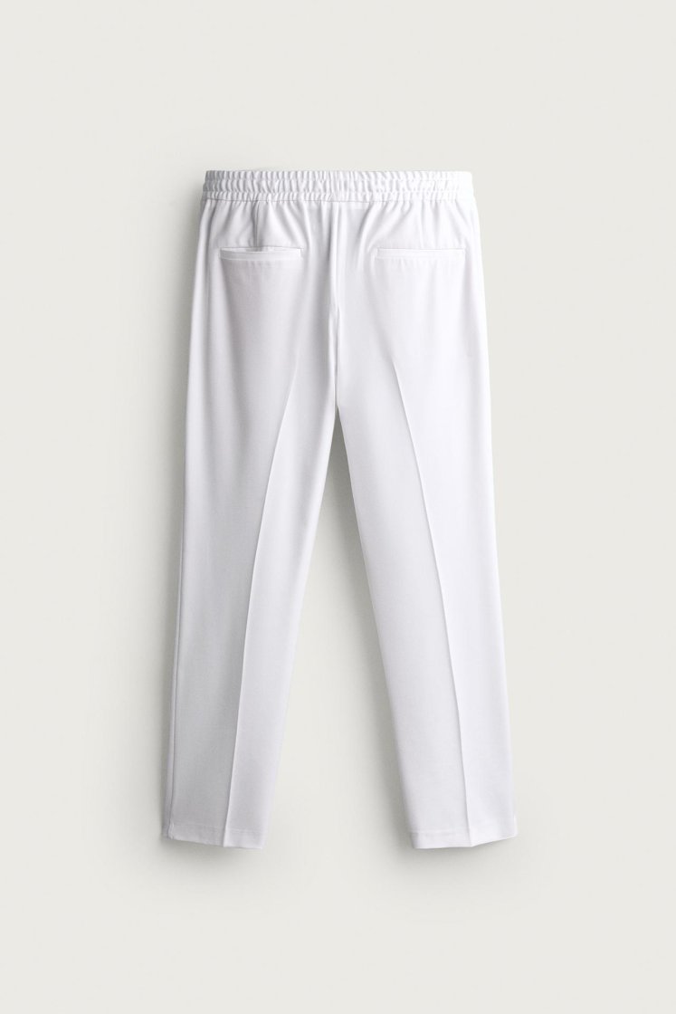 Zara Relaxed Drawstring Jogger Pants — White