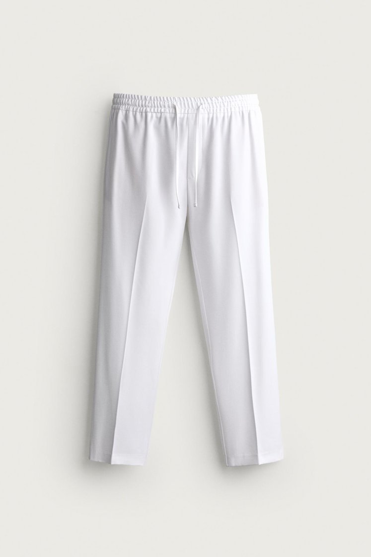 Zara Relaxed Drawstring Jogger Pants — White