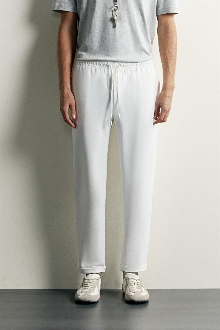 Zara Relaxed Drawstring Jogger Pants — White