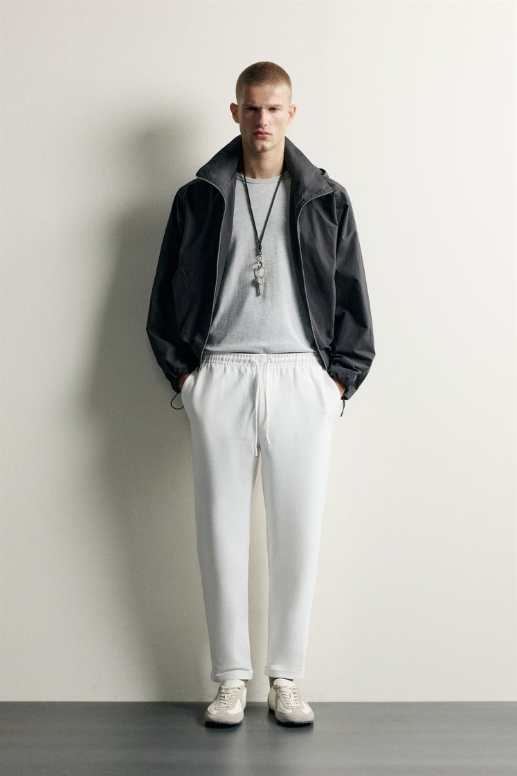 Zara Relaxed Drawstring Jogger Pants — White