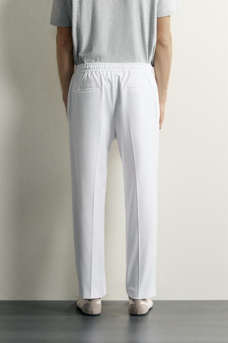 Zara Relaxed Drawstring Jogger Pants — White