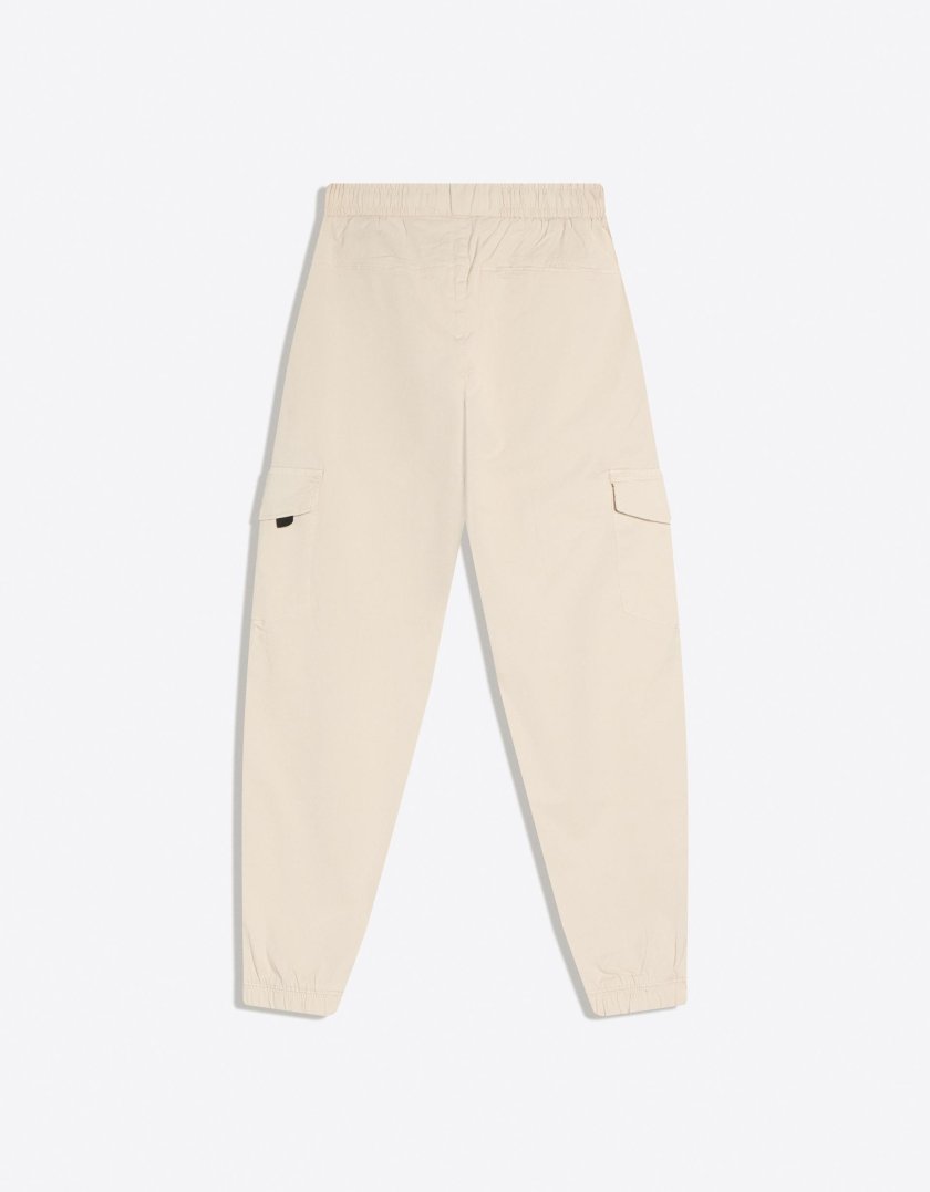 Bershka Cargo Jogger Fit Pants — Ivory