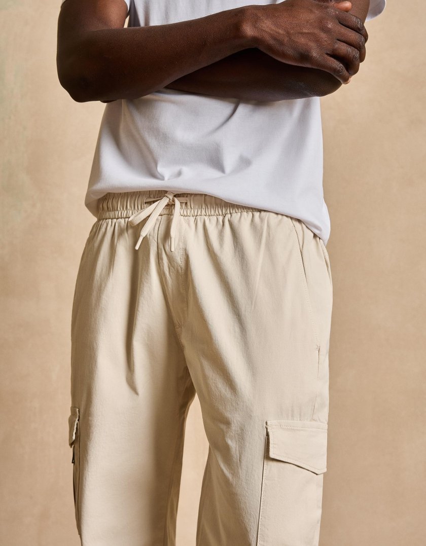 Bershka Cargo Jogger Fit Pants — Ivory