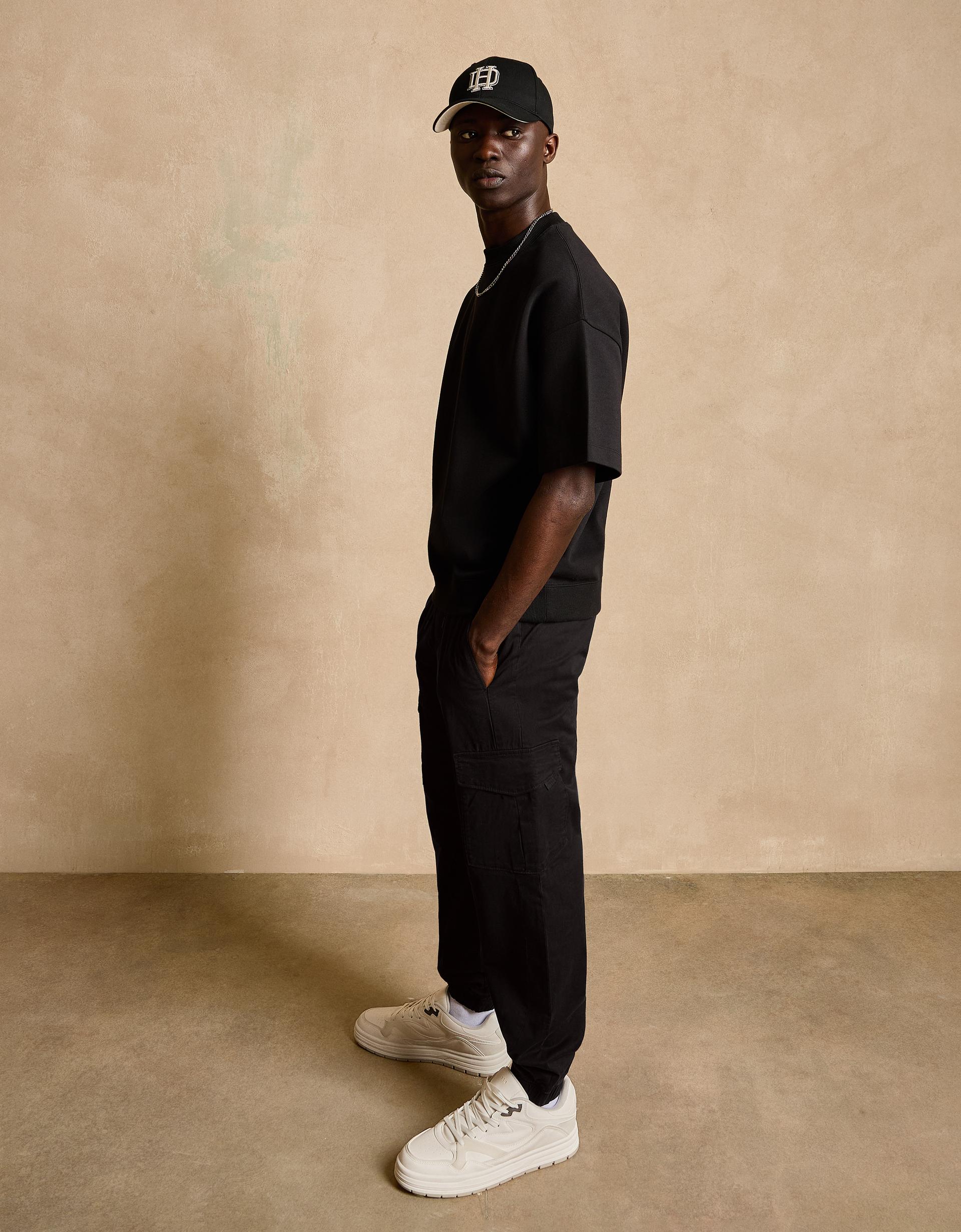 Bershka Cargo Jogger Fit Pants — Noir