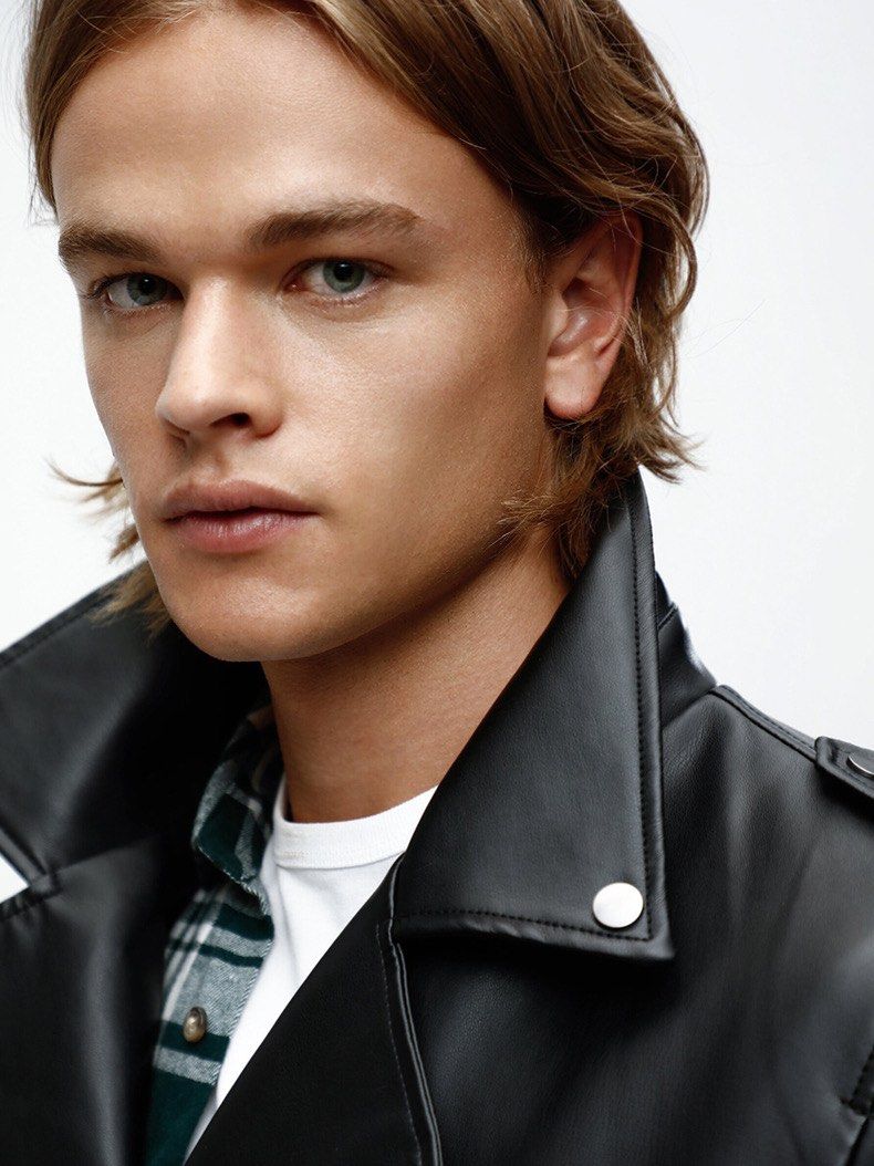 Lefties PU Leather Biker Jacket — Black