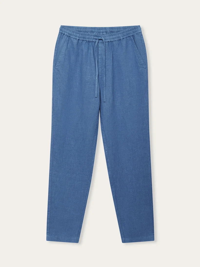 Zara Linen Drawstring Trousers — Navy