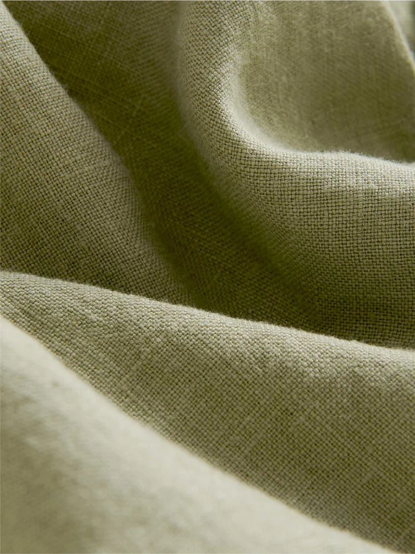 Zara Linen Drawstring Trousers — Olive