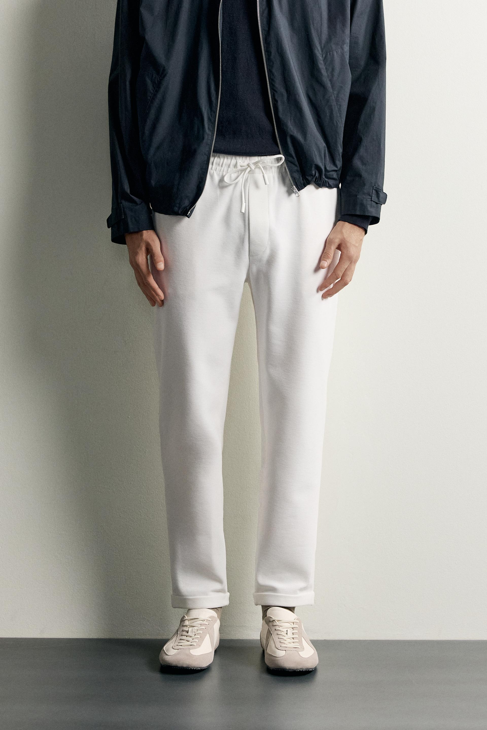Zara Regular Fit Easy Care Trousers — Off White
