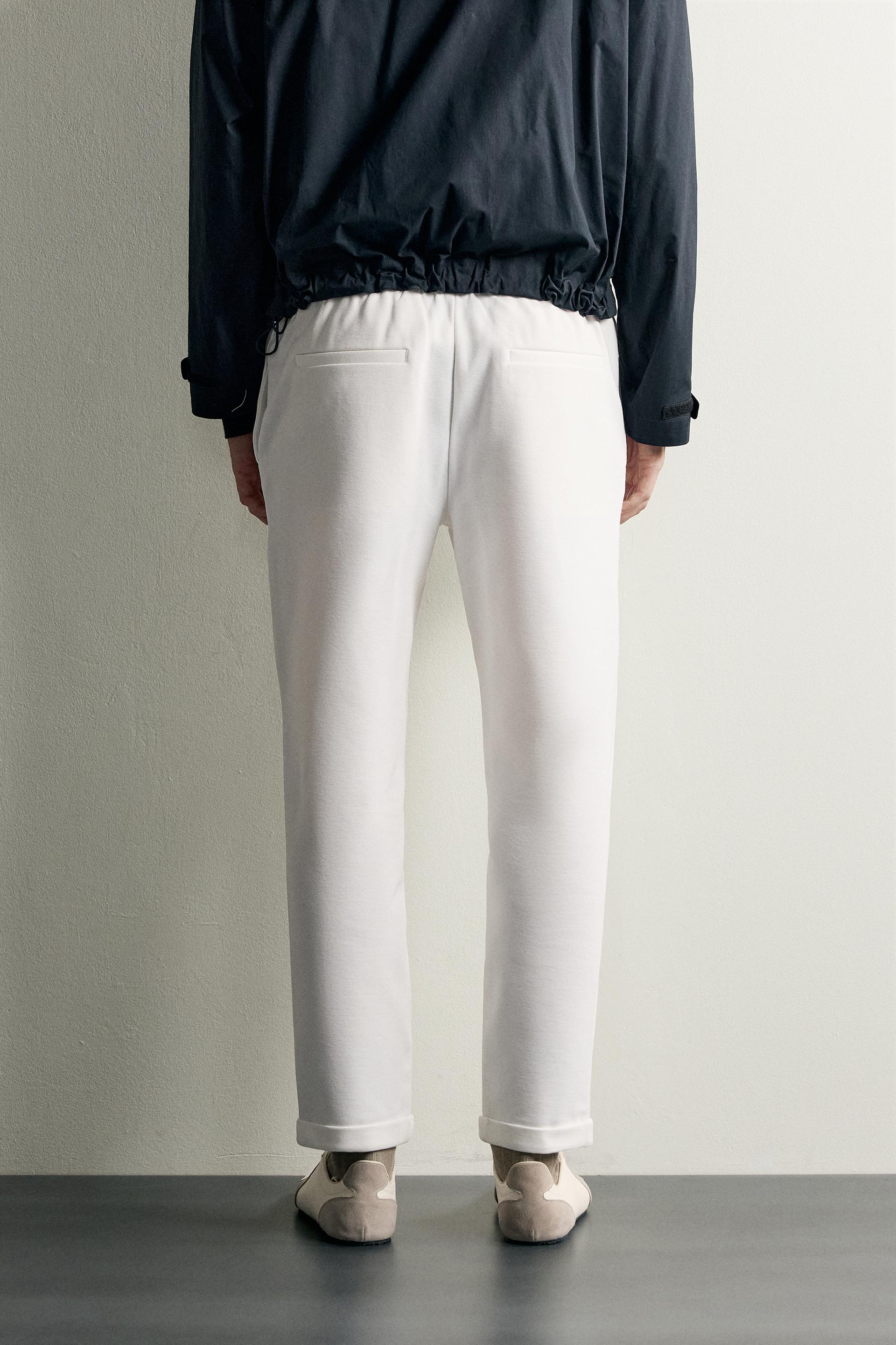 Zara Regular Fit Easy Care Trousers — Off White