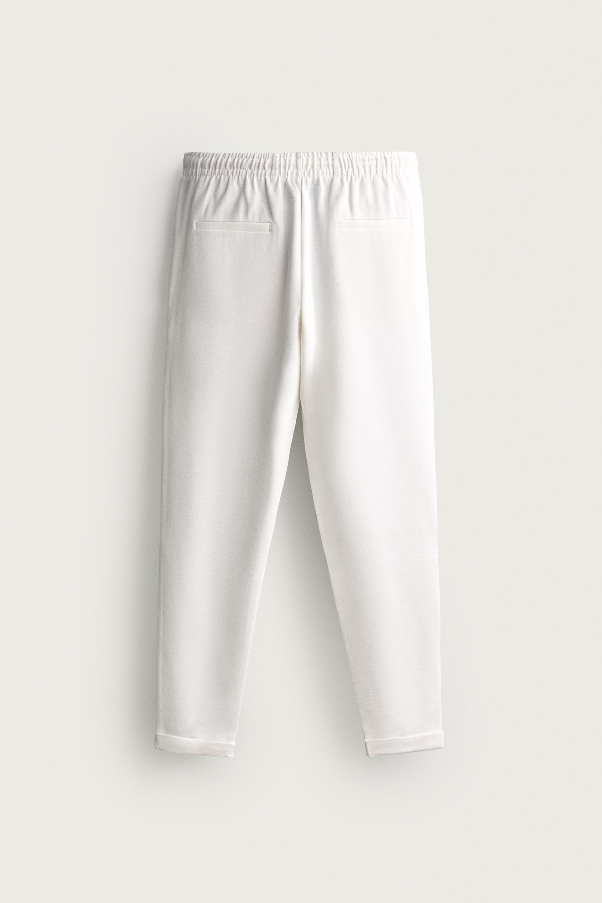 Zara Regular Fit Easy Care Trousers — Off White