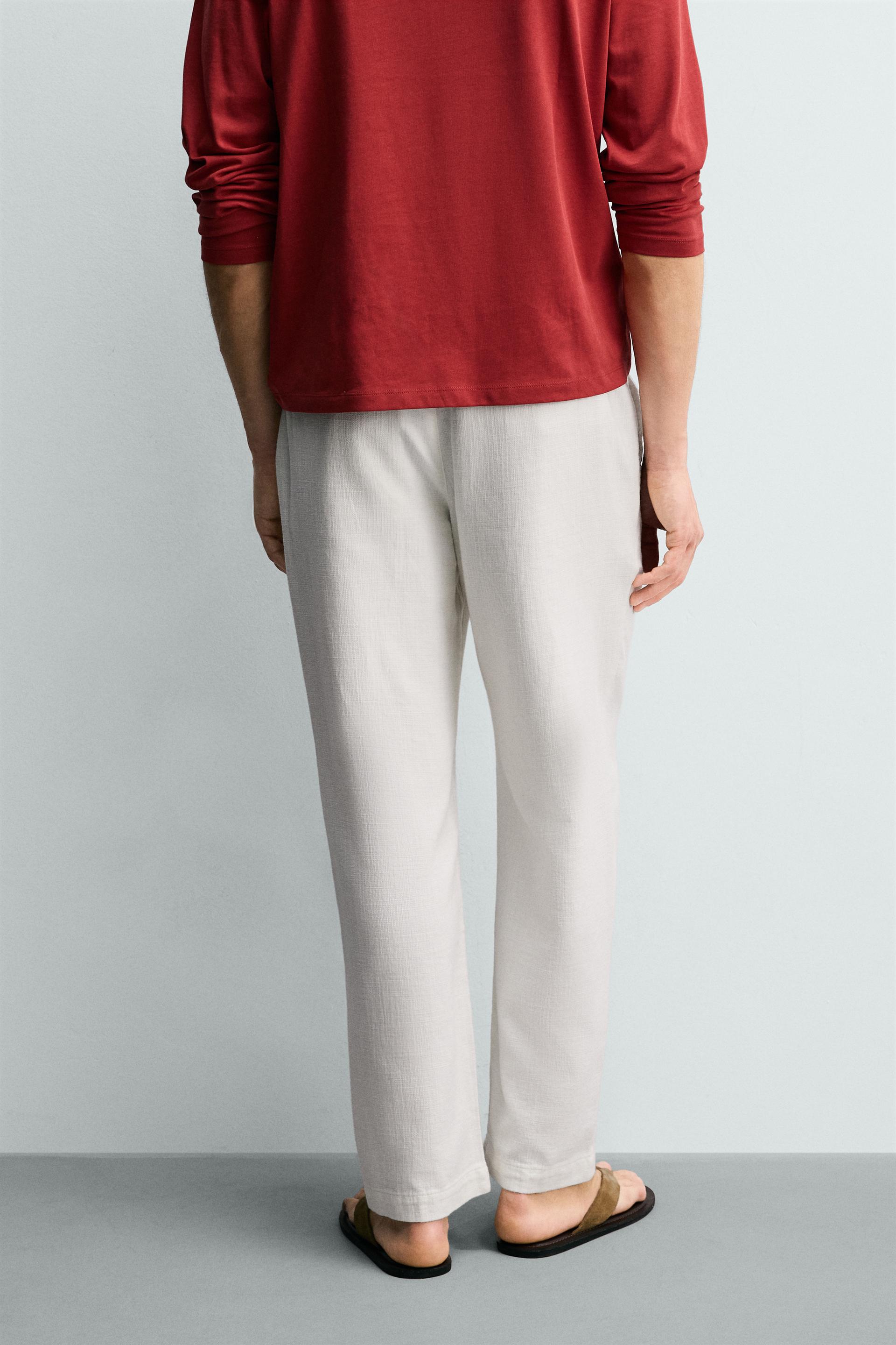 Zara Structured Relaxed-Fit Trousers — White