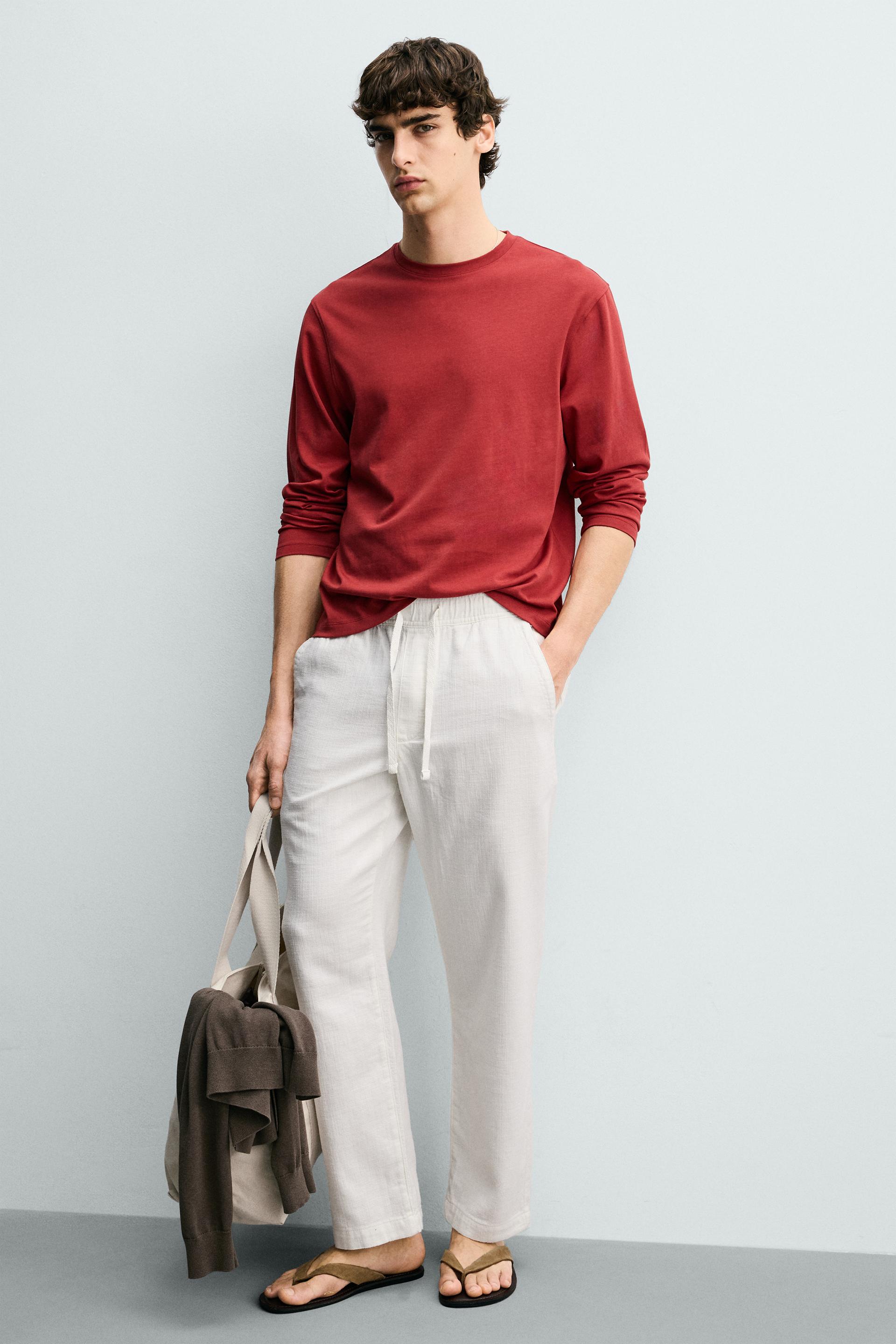 Zara Structured Relaxed-Fit Trousers — White