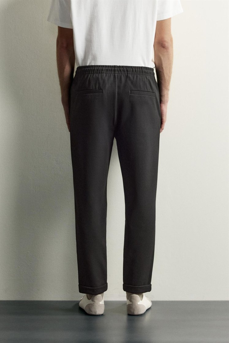 Zara Regular Fit Easy Care Trousers — Black