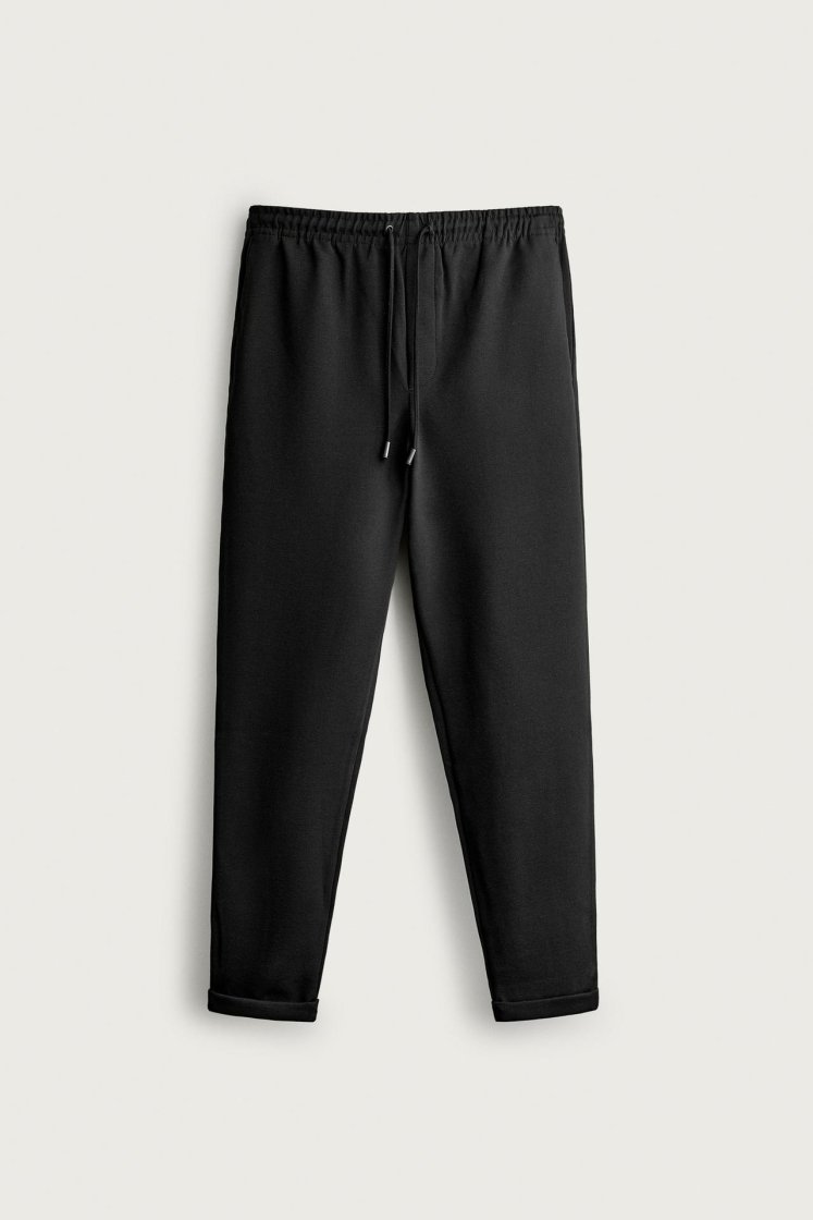 Zara Regular Fit Easy Care Trousers — Black