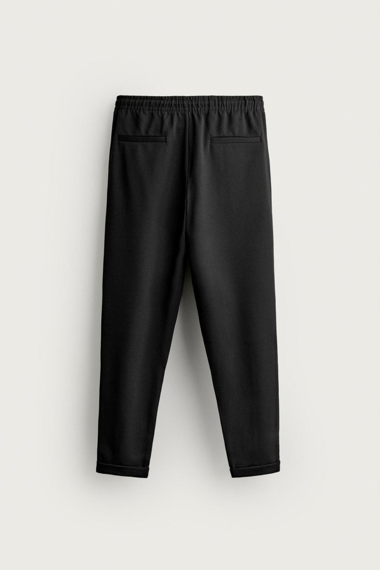 Zara Regular Fit Easy Care Trousers — Black