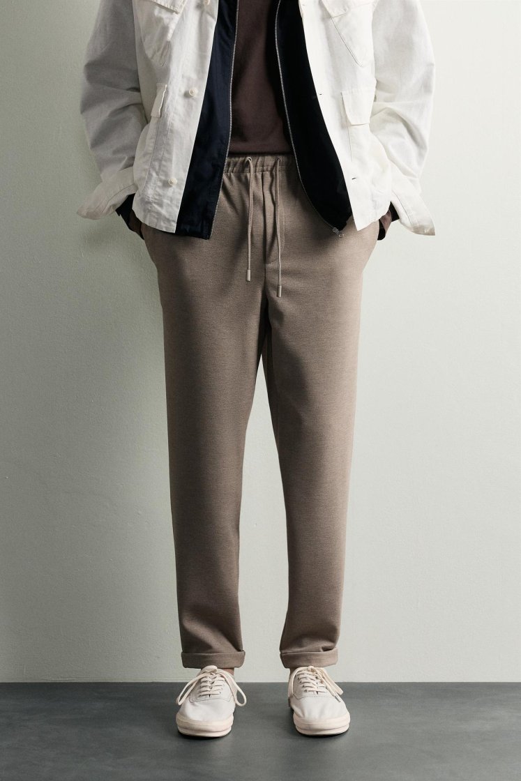 Zara Regular Fit Easy Care Trousers — Camel