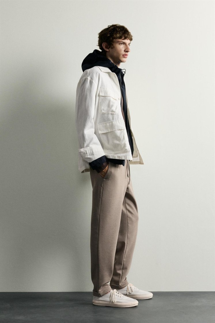 Zara Regular Fit Easy Care Trousers — Camel
