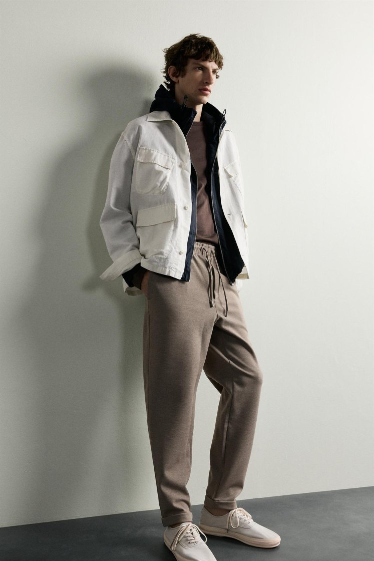 Zara Regular Fit Easy Care Trousers — Camel