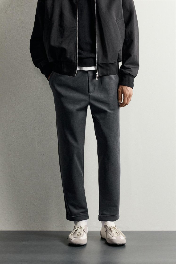 Zara Regular Fit Easy Care Trousers — Charcoal