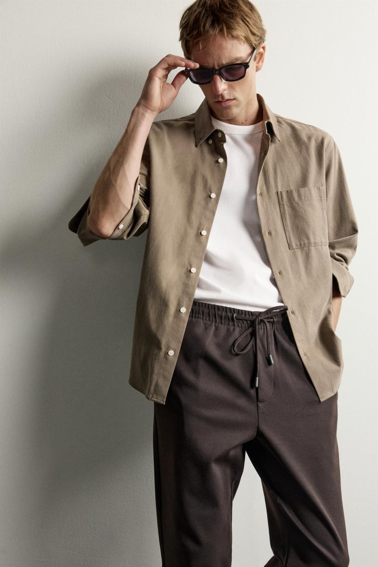 Zara Regular Fit Easy Care Trousers — Chocolate
