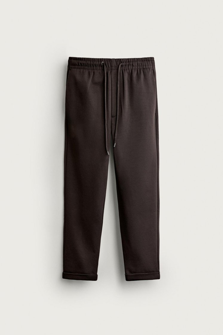 Zara Regular Fit Easy Care Trousers — Chocolate