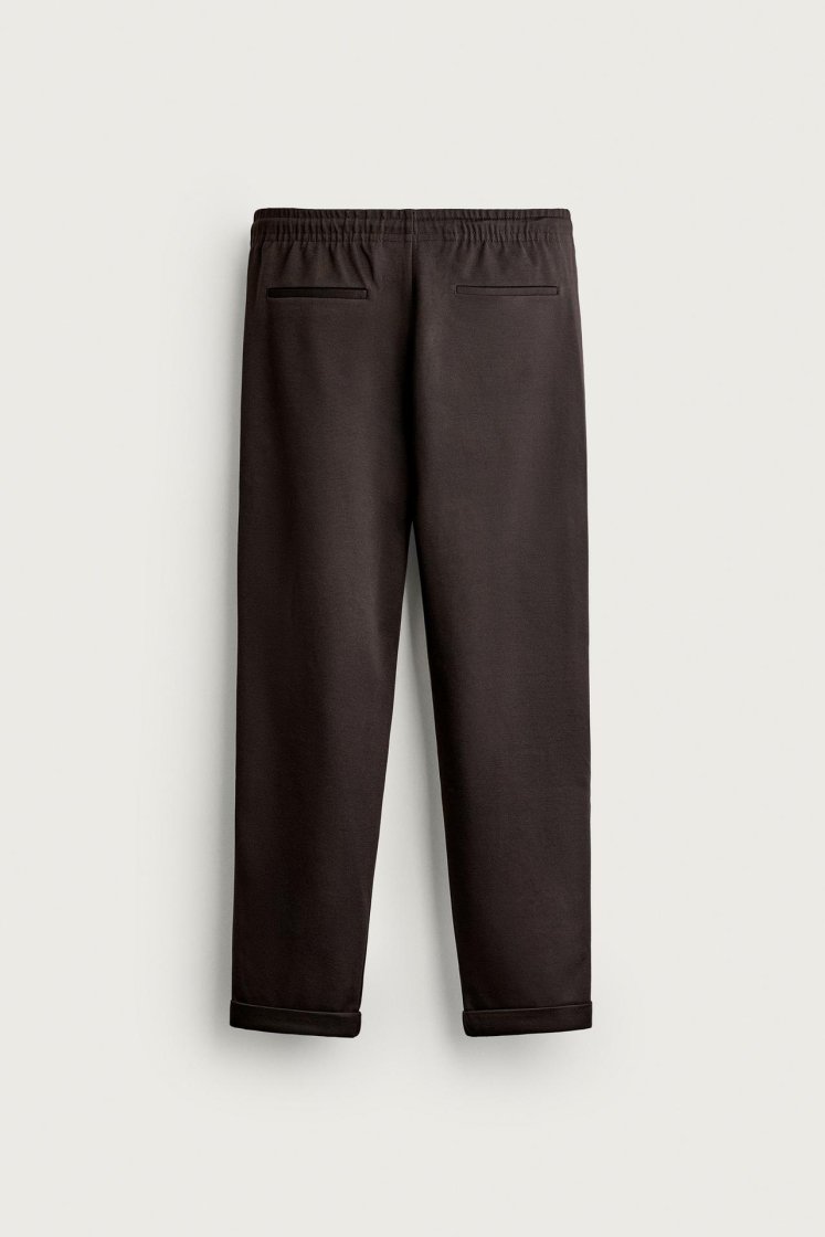 Zara Regular Fit Easy Care Trousers — Chocolate