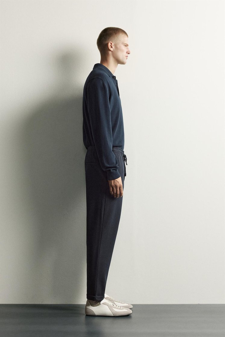 Zara Regular Fit Easy Care Trousers — Navy