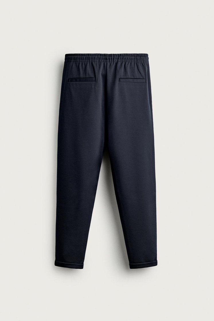 Zara Regular Fit Easy Care Trousers — Navy