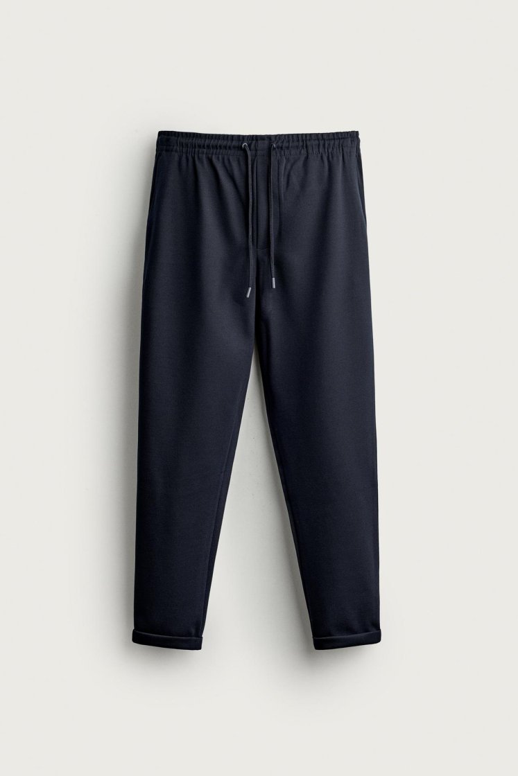 Zara Regular Fit Easy Care Trousers — Navy