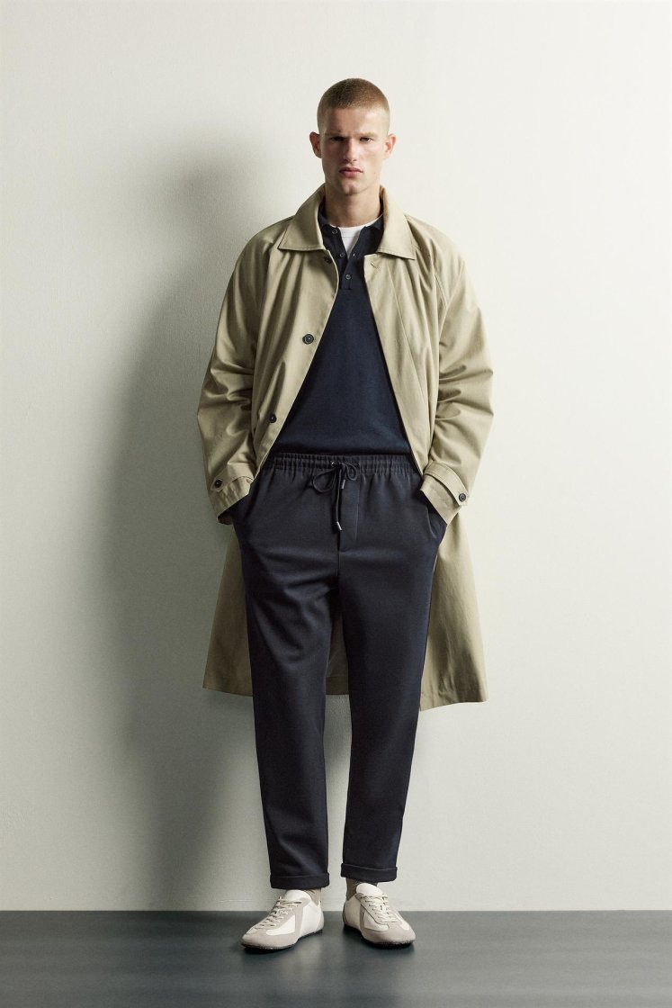 Zara Regular Fit Easy Care Trousers — Navy