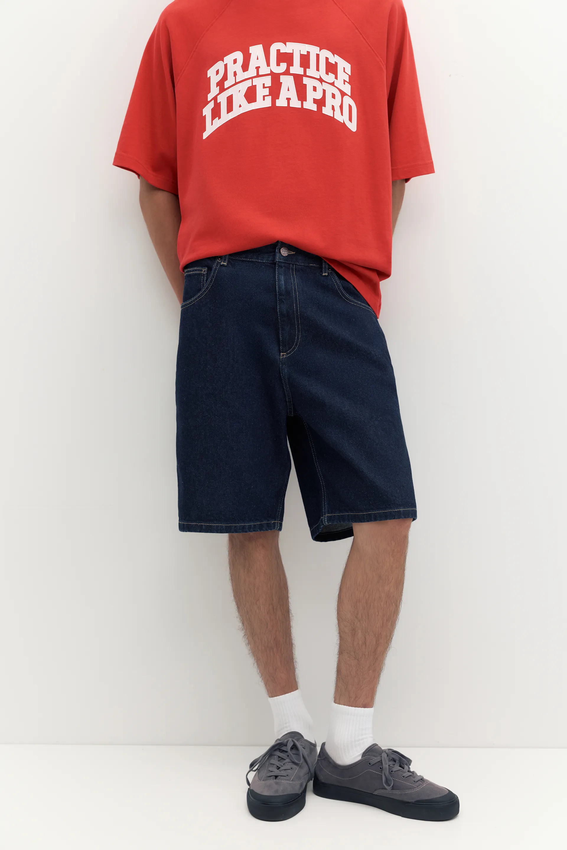 Pull&Bear Baggy Denim Bermuda Shorts — Bleu marine