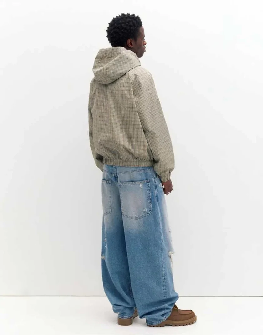 Pull&Bear Checked Hooded Raincoat — Beige