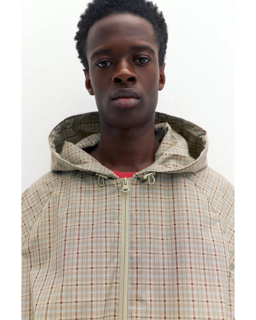 Pull&Bear Checked Hooded Raincoat — Beige