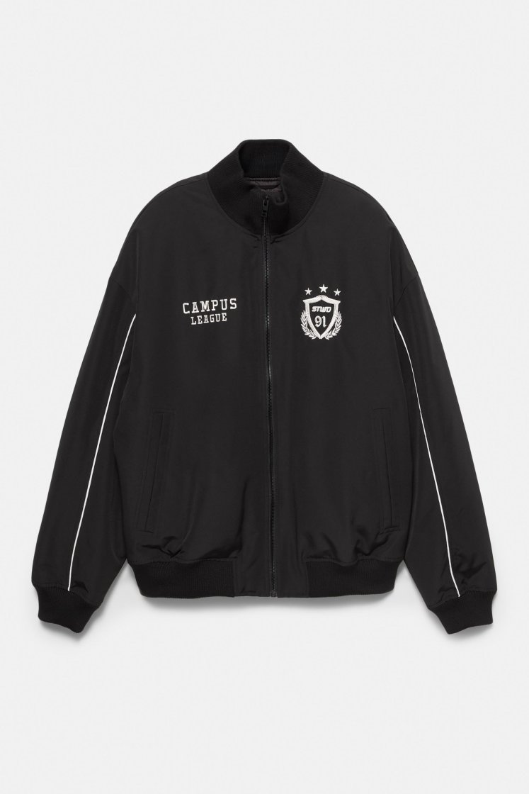 Pull&Bear Embroidered Track Jacket — Black
