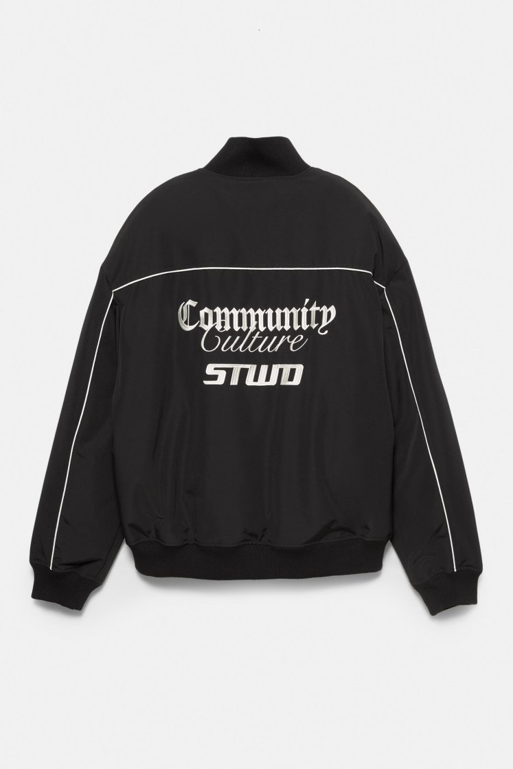 Pull&Bear Embroidered Track Jacket — Black