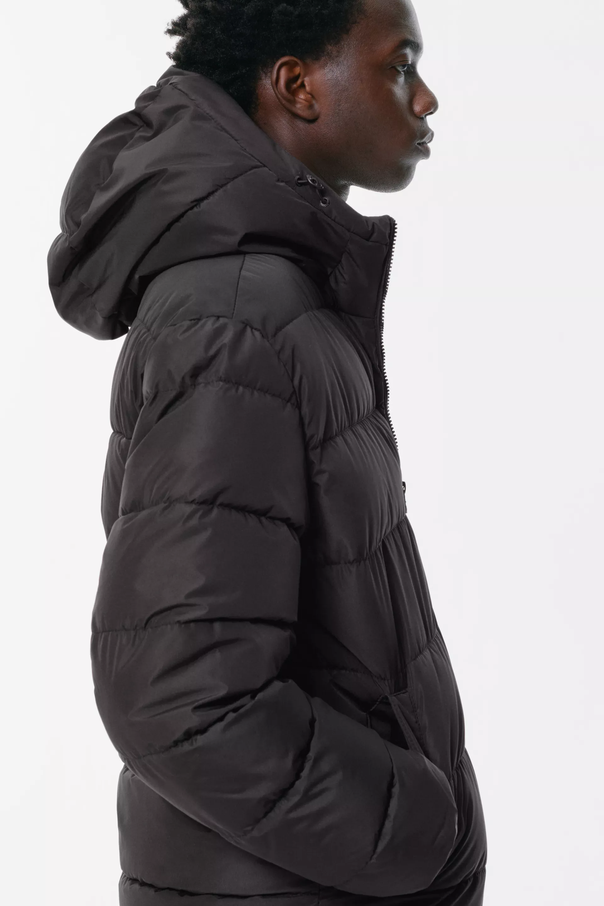 Pull&Bear Hooded Lightweight Puffer — Black