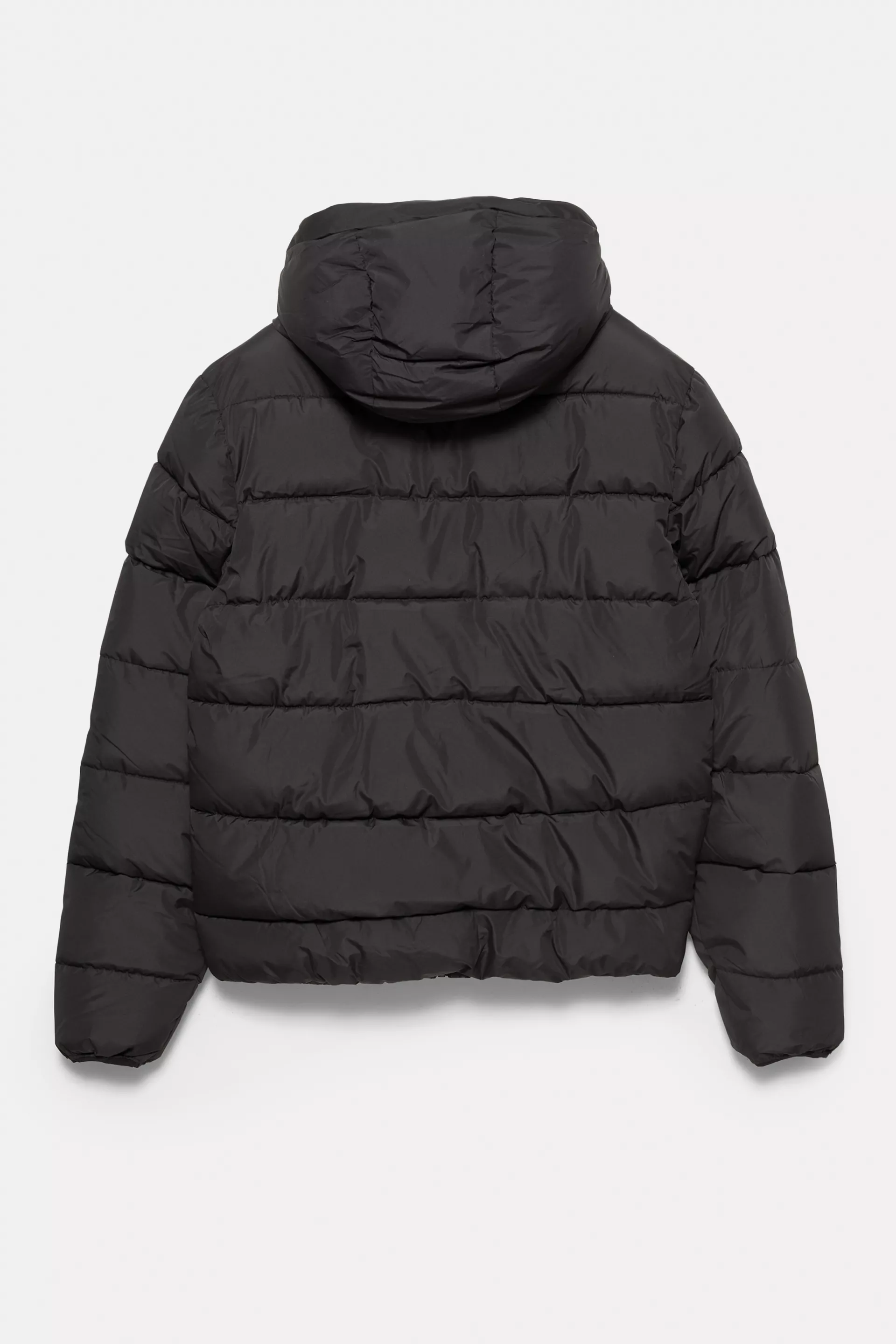 Pull&Bear Hooded Lightweight Puffer — Black
