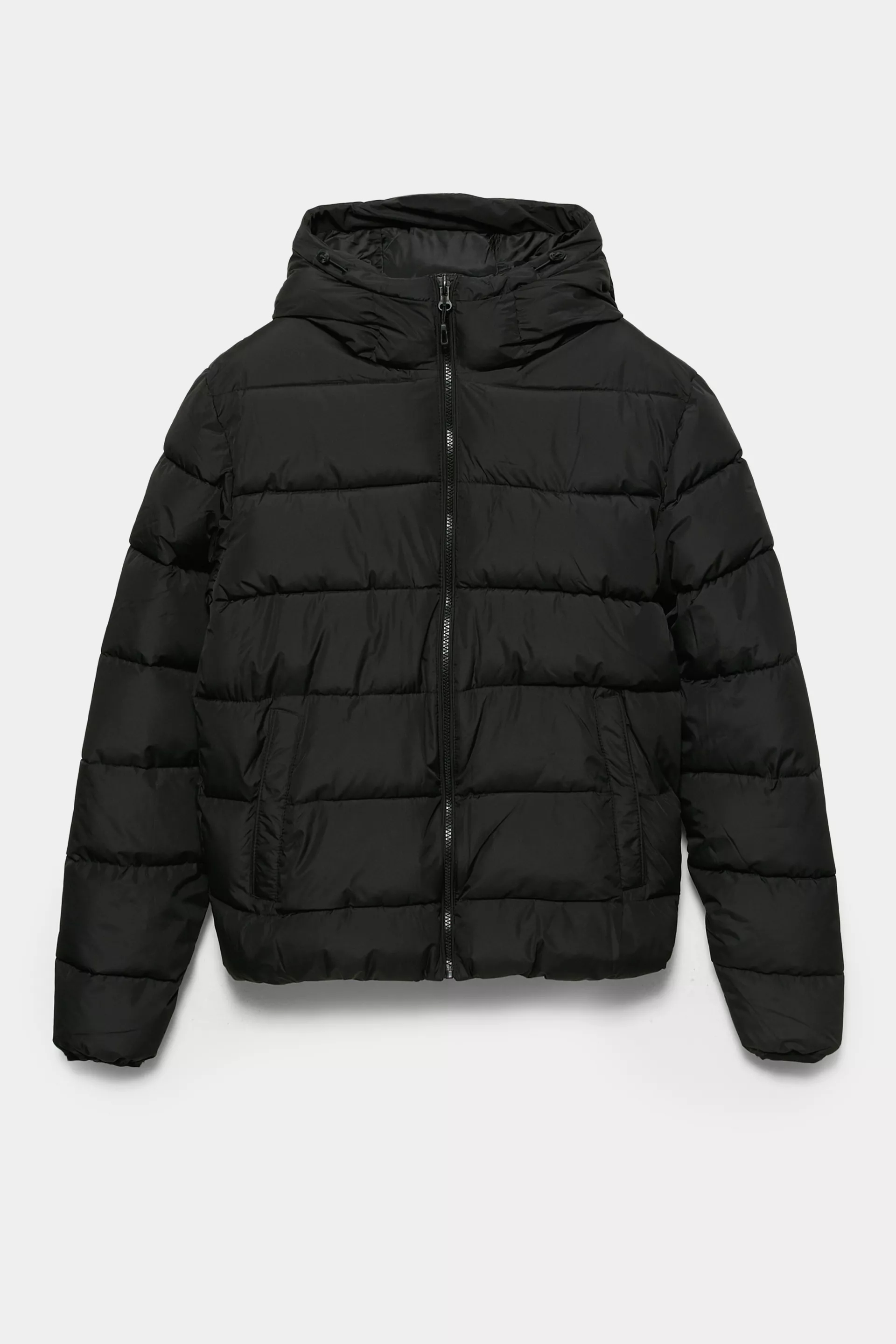 Pull&Bear Hooded Lightweight Puffer — Black