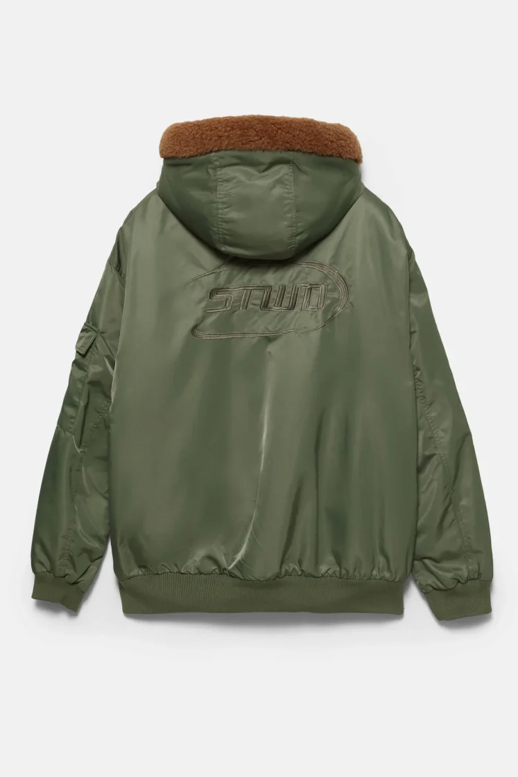 Pull&Bear Quilted Puffer Jacket — Olive