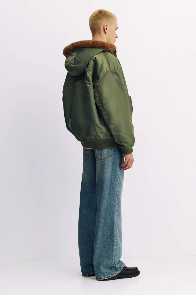 Pull&Bear Quilted Puffer Jacket — Olive